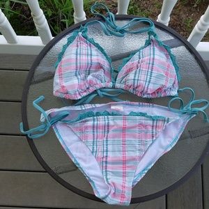 Teal, Pink and White Bikini Xhilaration size M/L